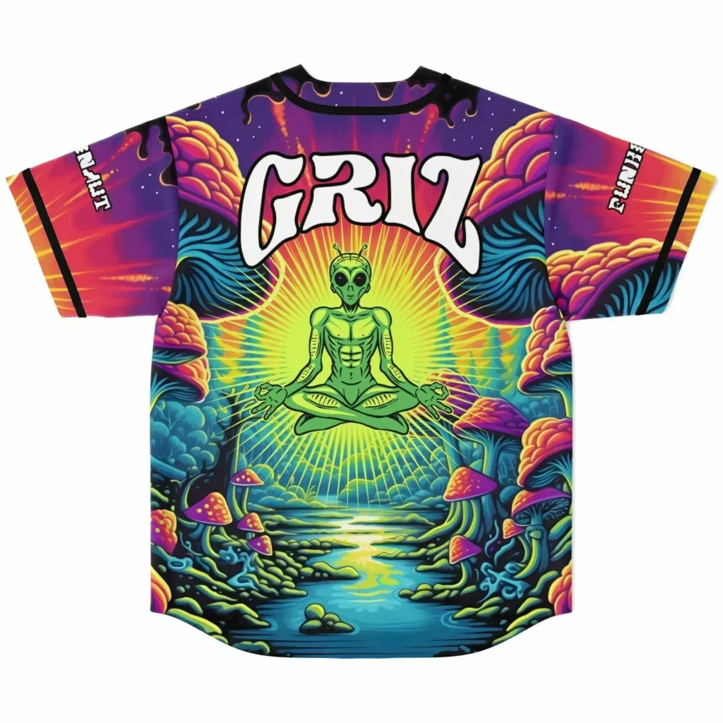 Producer GRIZ Concert Site Mushroom Print Streetwear Harajuku Thin button Baseball uniform Baseball Jersey Unisex customizable 1 - Griz Store