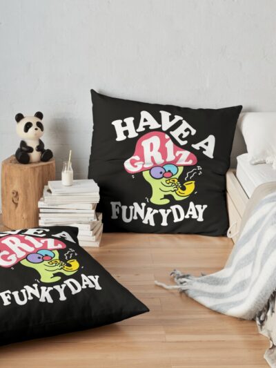 Griz Merch Griz Have A Funky Day Throw Pillow Official Griz Merch