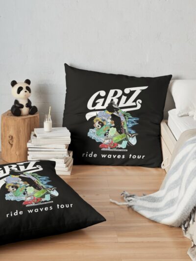 Griz Ride Waves Tour Throw Pillow Official Griz Merch