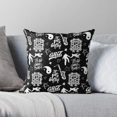 Griz Pattern Throw Pillow Official Griz Merch