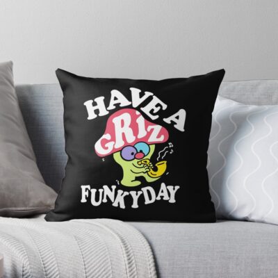 Griz Merch Griz Have A Funky Day Throw Pillow Official Griz Merch