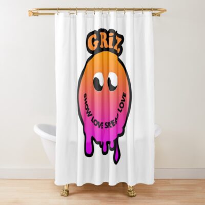 Griz Merch Dripy Smiley Shower Curtain Official Griz Merch